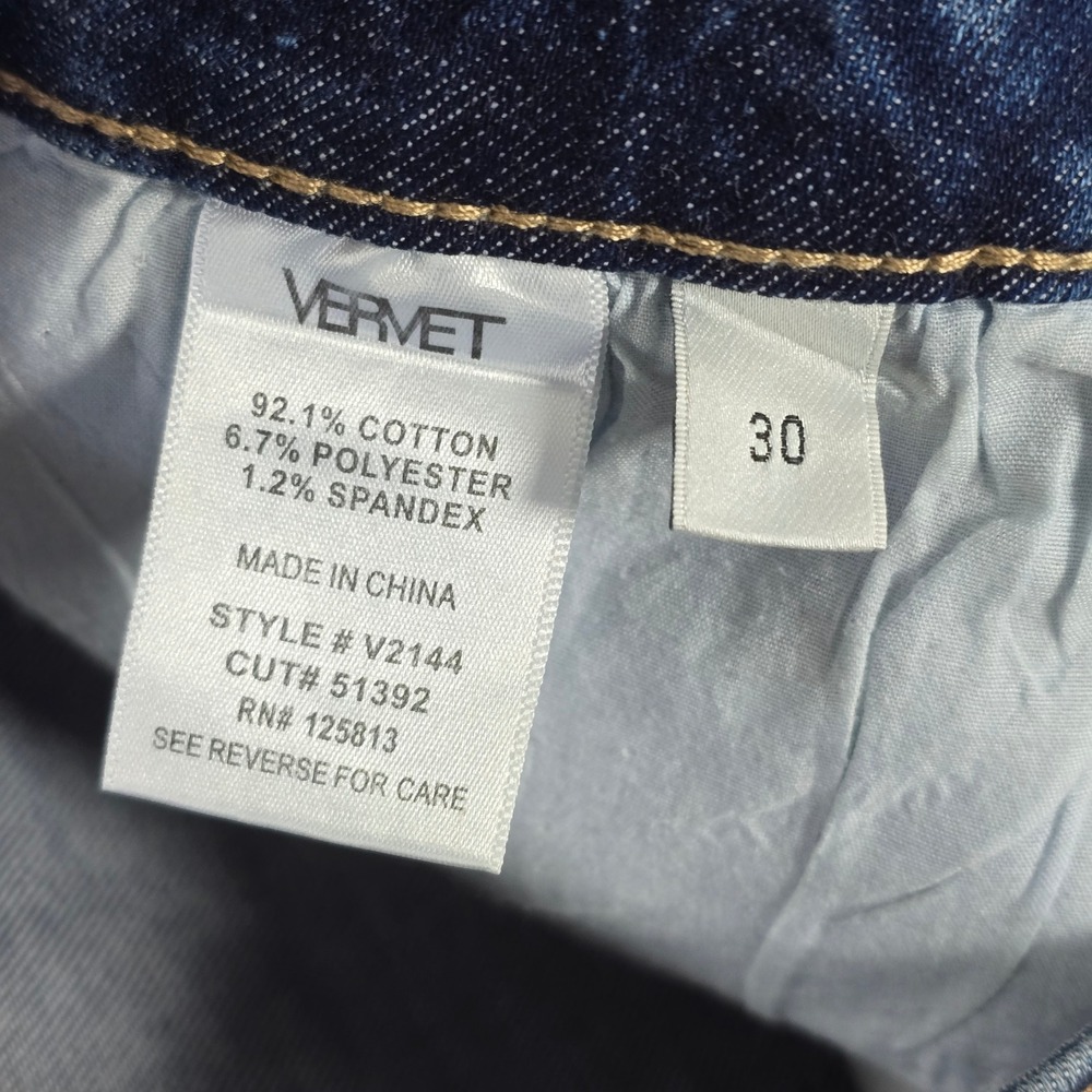 Vervet by Flying Monkey Distressed Skinny Jeans Dark Wash Raw Hem V2144 Size 30 - Picture 8 of 9